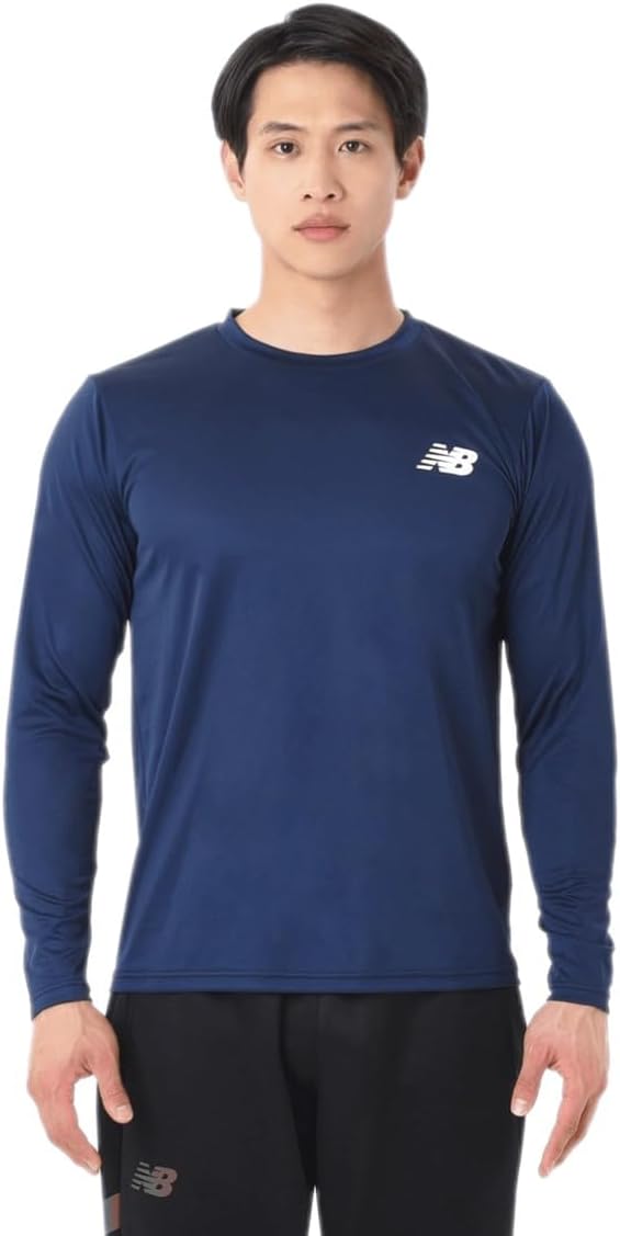 

Мужская футбольная тренировочная футболка New Balance AMT45402 с длинным рукавом, быстросохнущая, дышащая, темно-синий