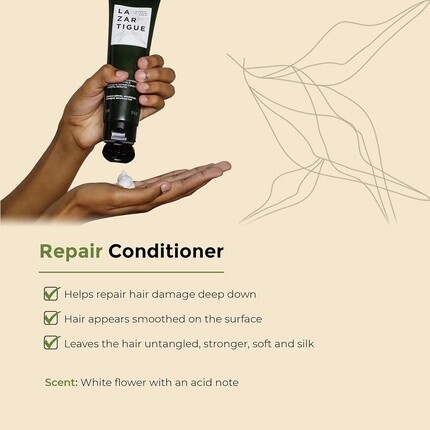 Кондиционер Lazartigue Repair Интенсивное восстановление поврежденных волос, обогащенный растительным кератином, веганский, без сульфатов, без силикона, 5, 1 жидких унций — фото 3