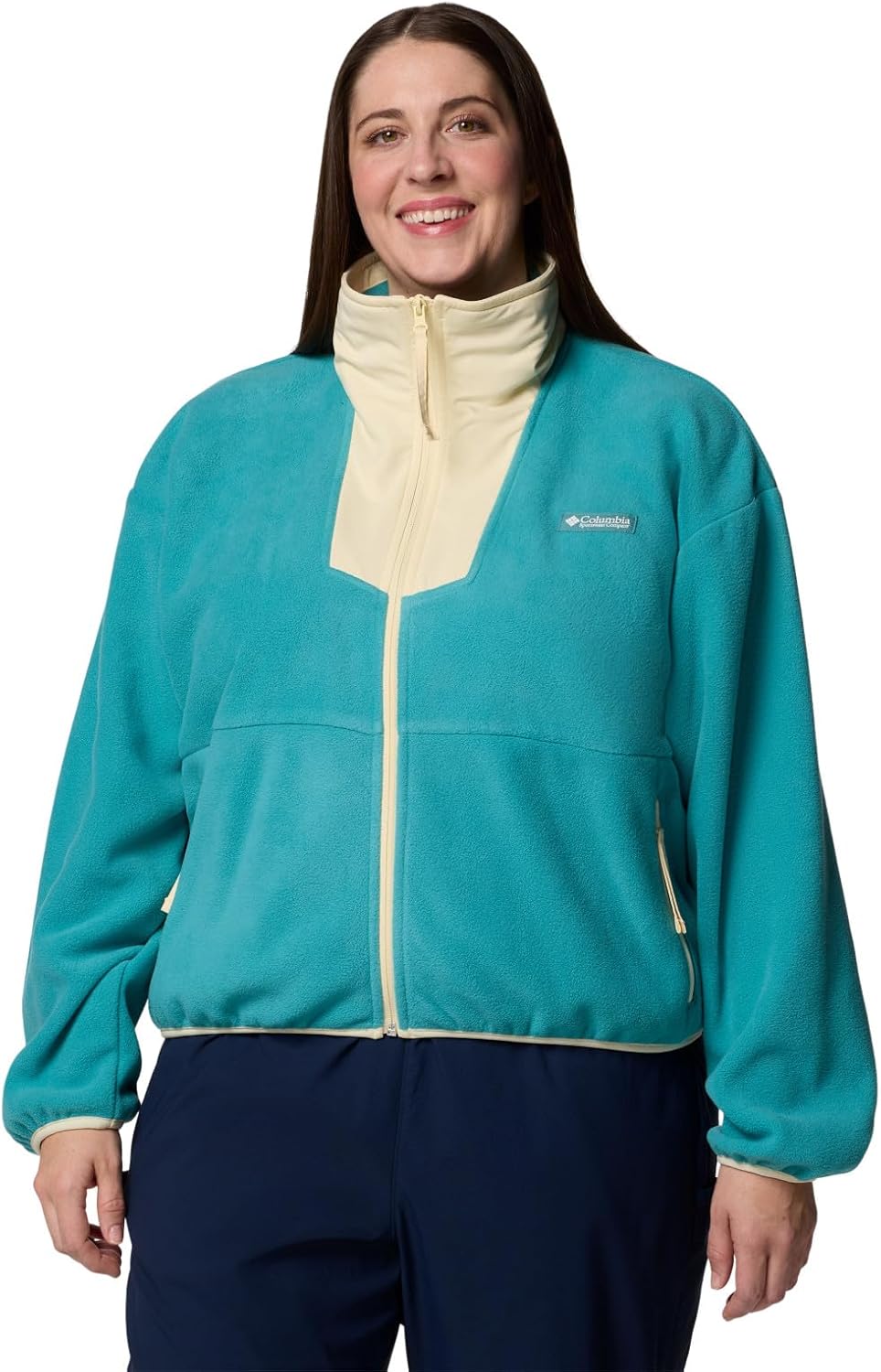 

Columbia женская флисовая куртка Sequoia Grove с молнией, Teal/Lemon Wash