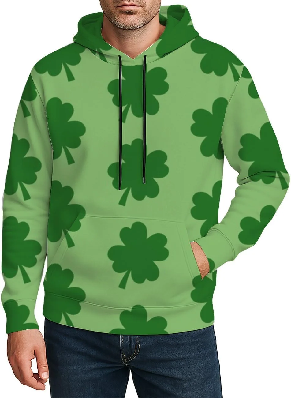 

Мужской худи с принтом Four-Leaf Clover Collage, с карманом и кулиской Deovige