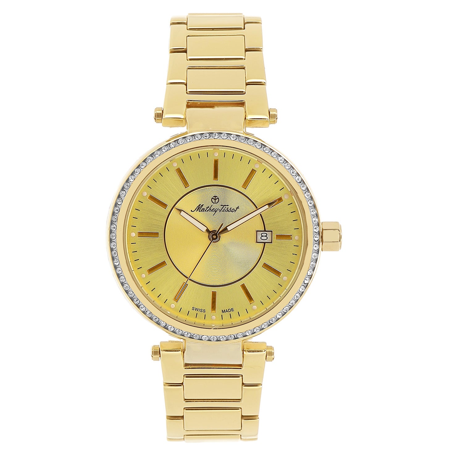 

Женские классические часы Mathey Tissot с золотым циферблатом, золотой