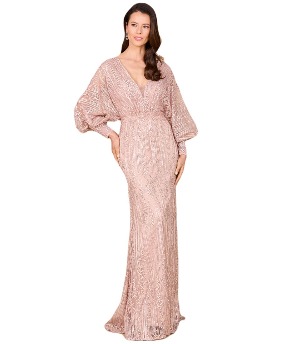 

Женское длинное кружевное платье с рукавами-епископскими Lara, Blush