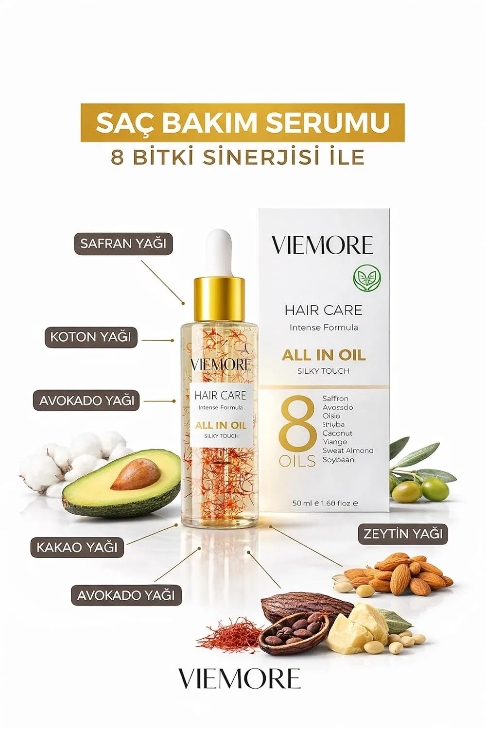 Сыворотка-масло для ухода за волосами с шафраном «8 Oils Complex» от Viemore, 50 мл Generisch — фото 3