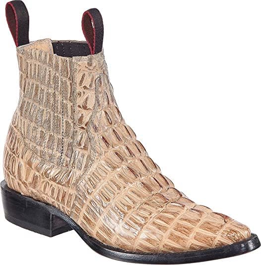 

Мужские кожаные ковбойские ботинки Chaparral с принтом крокодила и аллигатора, короткие западные ботинки с круглым носком, ботин Vaquero, бежевый