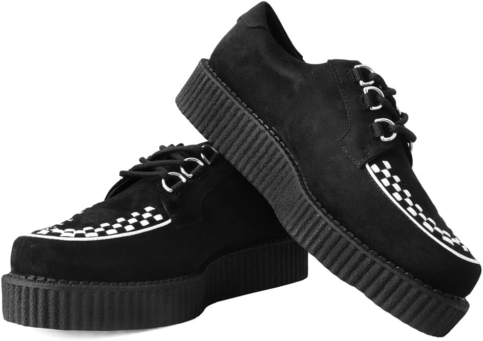 Кроссовки T.U.K. Faux Suede Creeper для женщин и мужчин, 3-шнуровые туфли с переплетением, Классический круглый носок и подошва, Комфорт для повседневной носки, белый/черный — фото 2