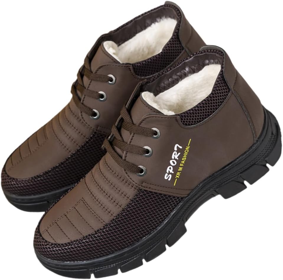 

Зимние мужские сапоги FmShi с мягкой подошвой, утолщенные, теплые, противоскользящие и прочные, подходят для активного отдыха, альпинизма и повседневной носки, коричневый