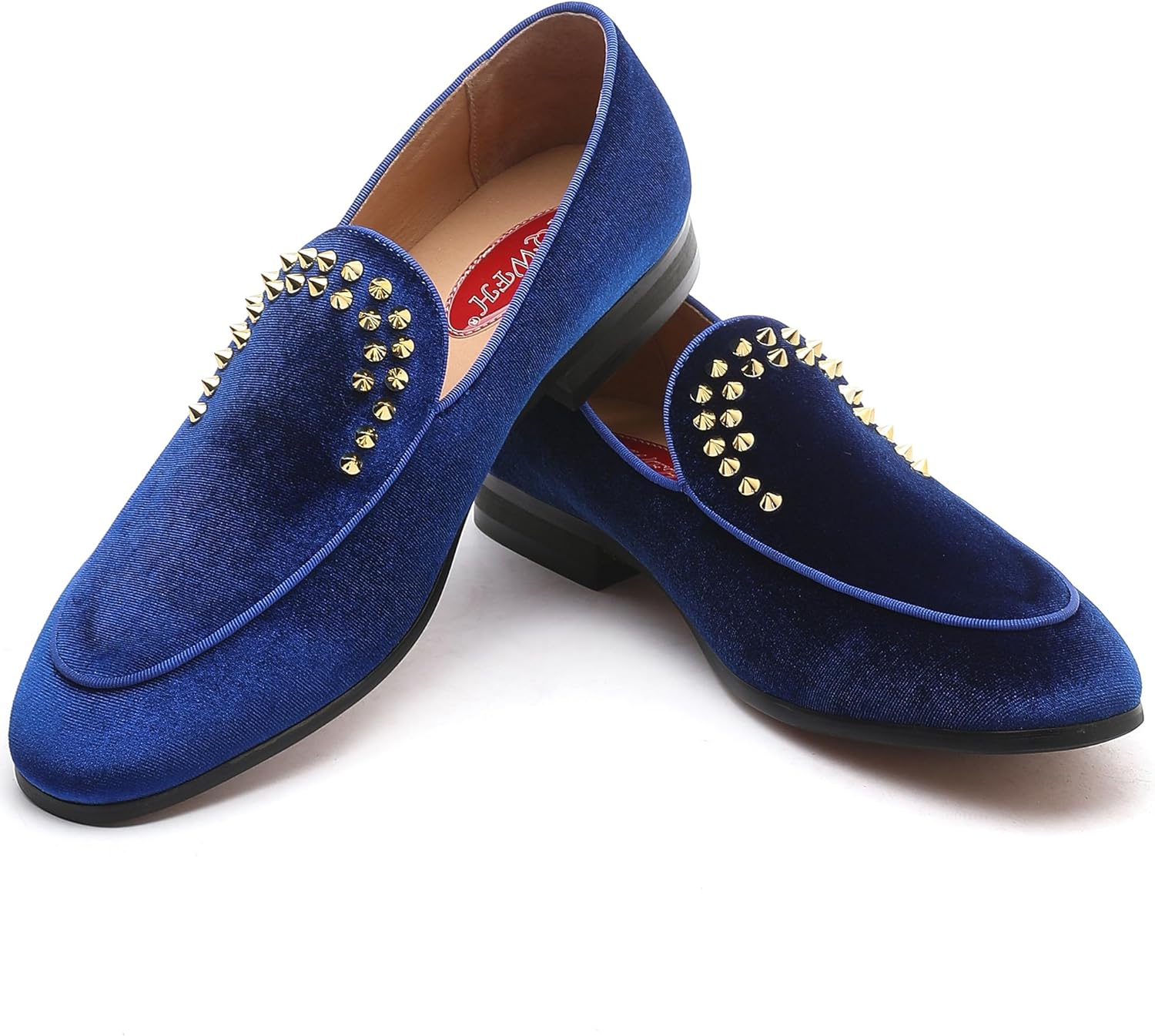 

Мужские роскошные бархатные лоферы XQWFH с модными шипами, повседневные лоферы для мужчин, элегантные классические лоферы на слипоне из блестящей замши (черные)