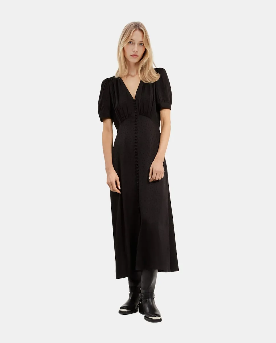 

Платье с коротким рукавом и пуговицами The Kooples, черный