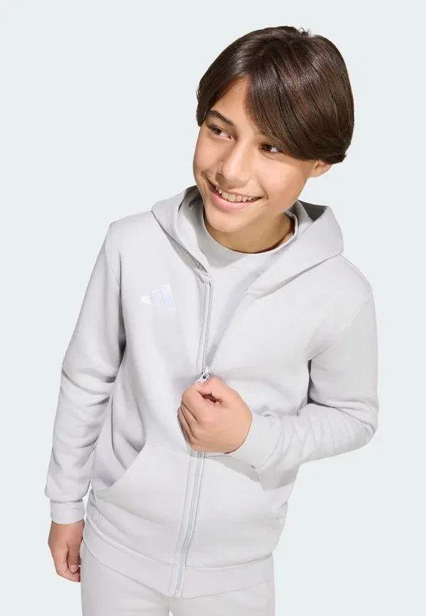 Толстовка с капюшоном и полной застежкой-молнией Entrada26 Adidas Performance, цвет командно-серый/белый — фото 4