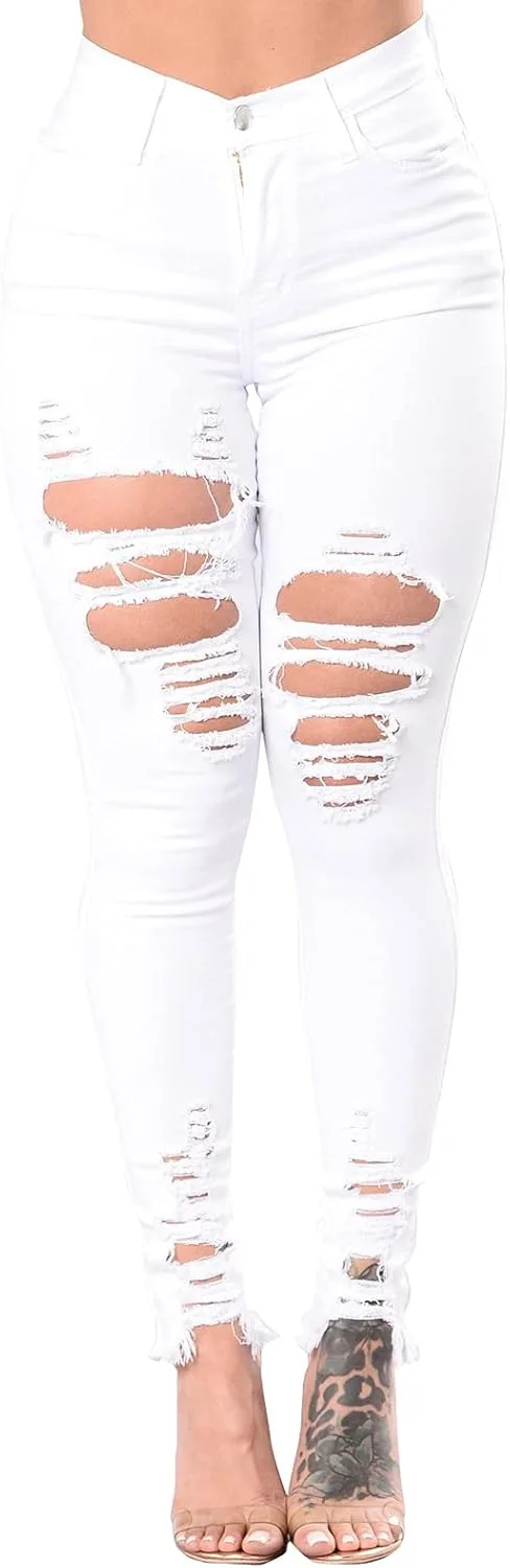 

Zermom рваные скинни джинсы для женщин, mid rise, stretch