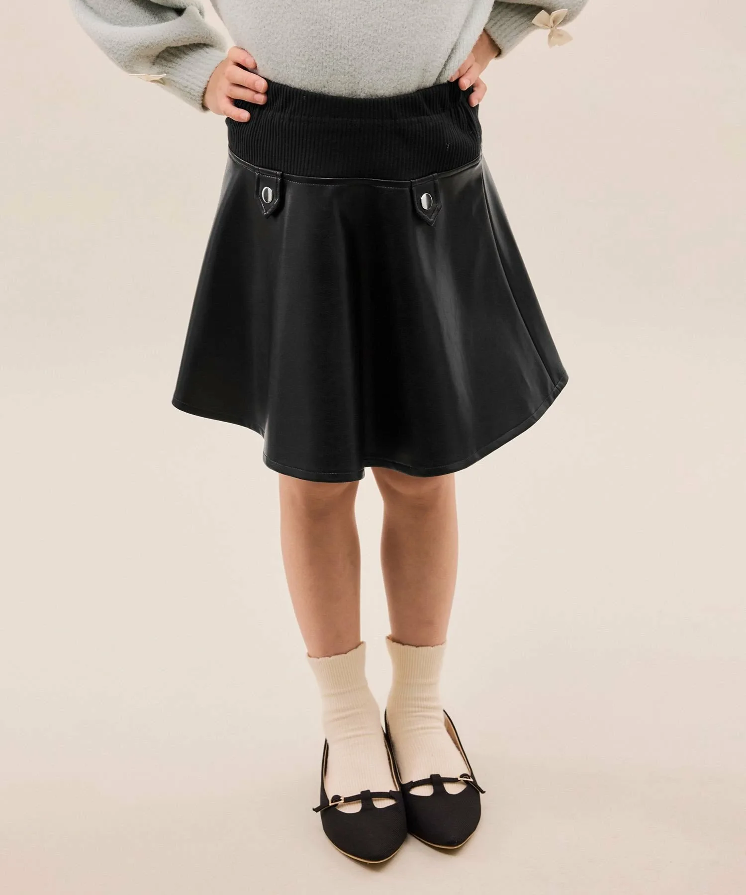 Расклешенная юбка из искусственной кожи ROPE' PICNIC KIDS, Black (01)