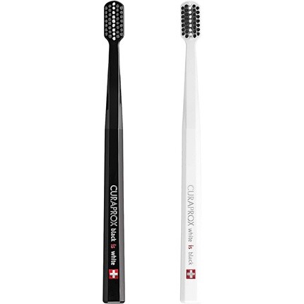 

Зубная щетка Cs Black Is White Duo Ручная зубная щетка для взрослых с щетиной Curen 8760, черная и белая, 2 шт., Curaprox