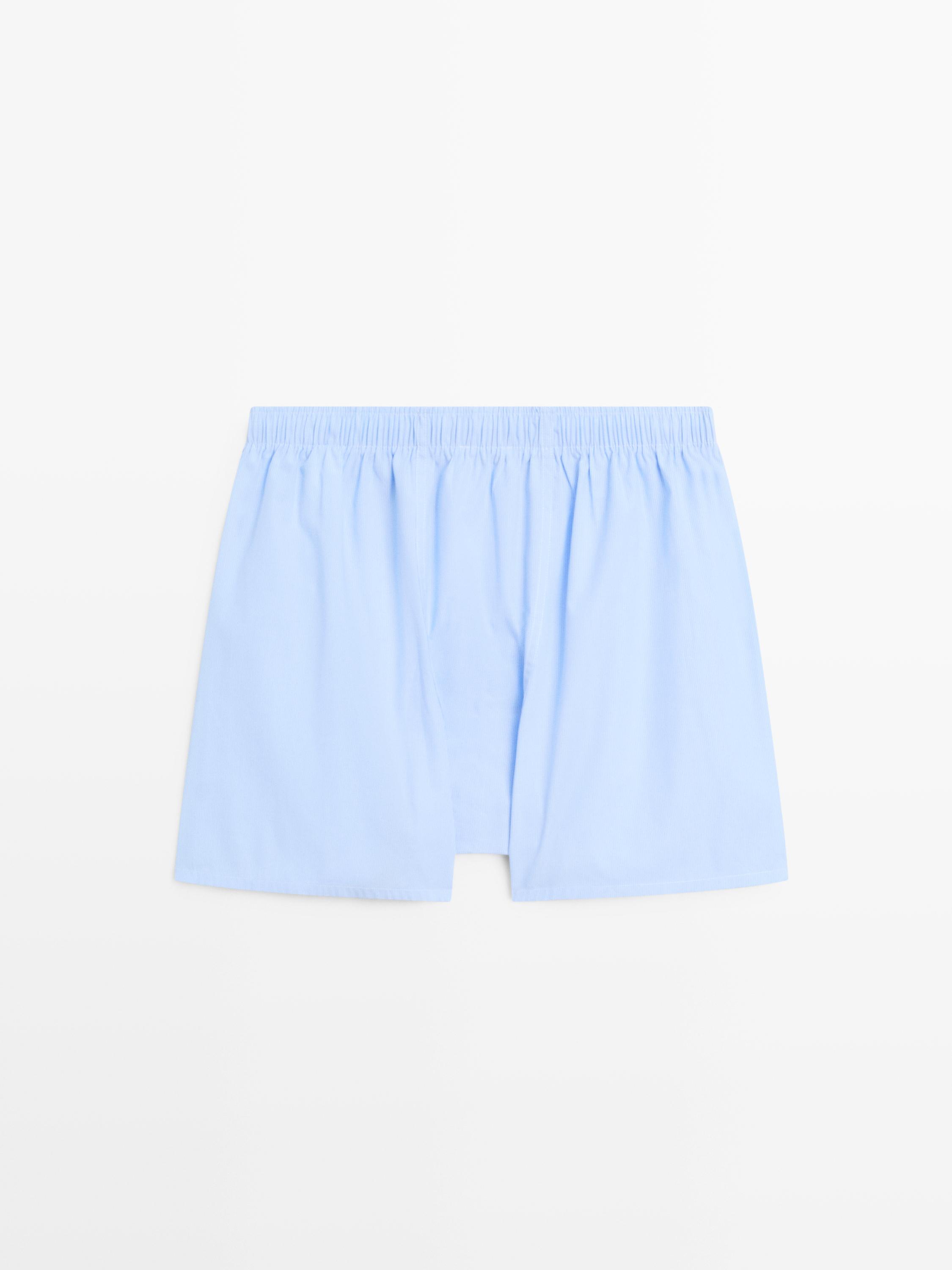 Полосатые боксеры из 100% хлопка Massimo Dutti, sky blue — фото 3