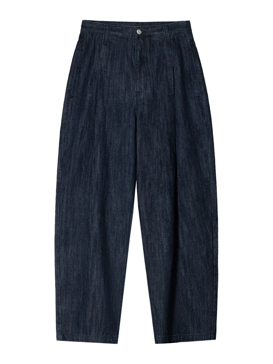 

Джинсы с широкими штанинами и складками Bershka, темно-синий