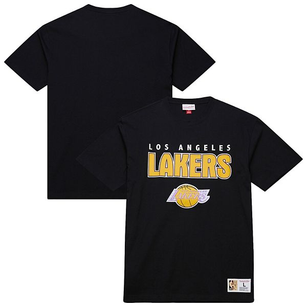

Мужская черная футболка Los Angeles Lakers Hardwood Classics Throw It Back Premium Mitchell & Ness