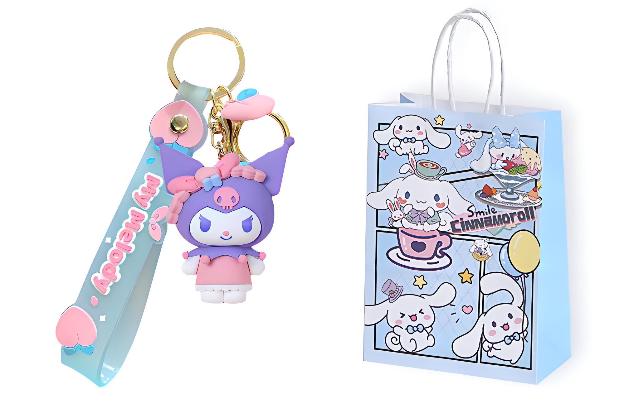 

Sanrio Кулон Hello Kitty My Melody из ПВХ унисекс, Kuromi+Exquisite Shopping Bag Included
