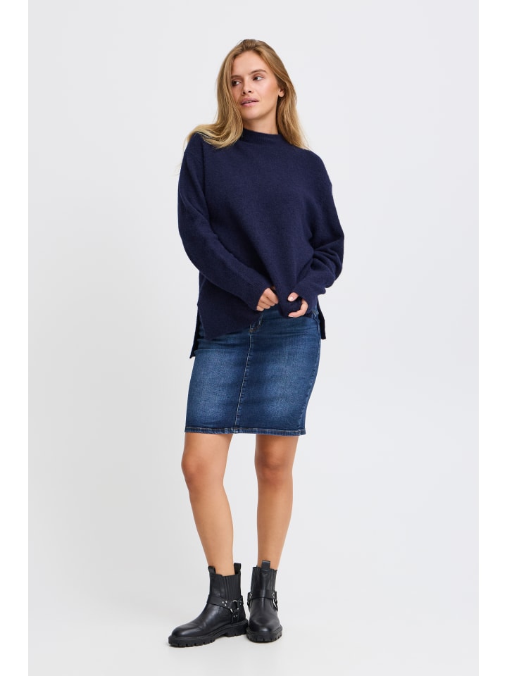 

Pulz Вязаный свитер PZASTRA прямого кроя, цвет темно-сапфировый меланж