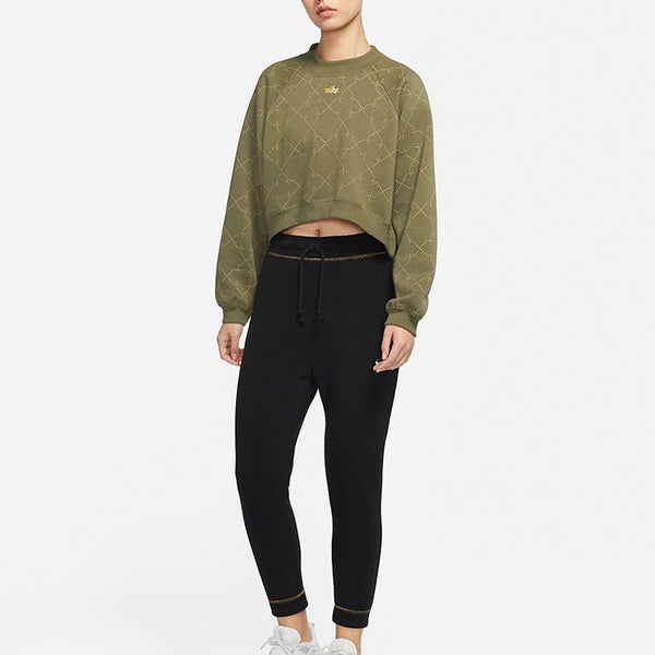 Свитер athleisure casual sports fleece lined short round neck pullover hoodie green Nike, зеленый — фото 3