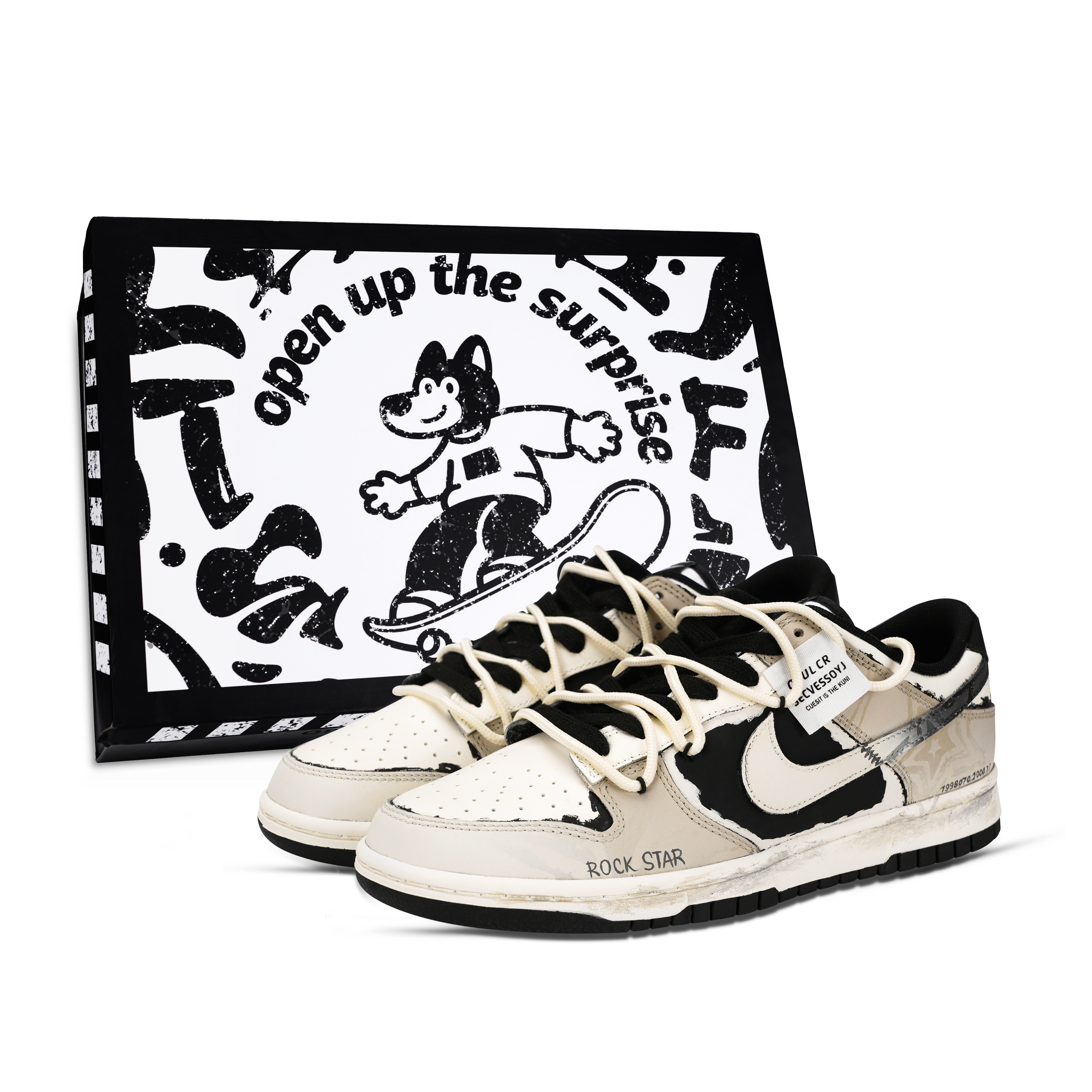 

Nike Кроссовки Dunk Black White, Spotty Slip Resistant Abrasion Resistant Low top Skateboard Shoes Unisex White Brown