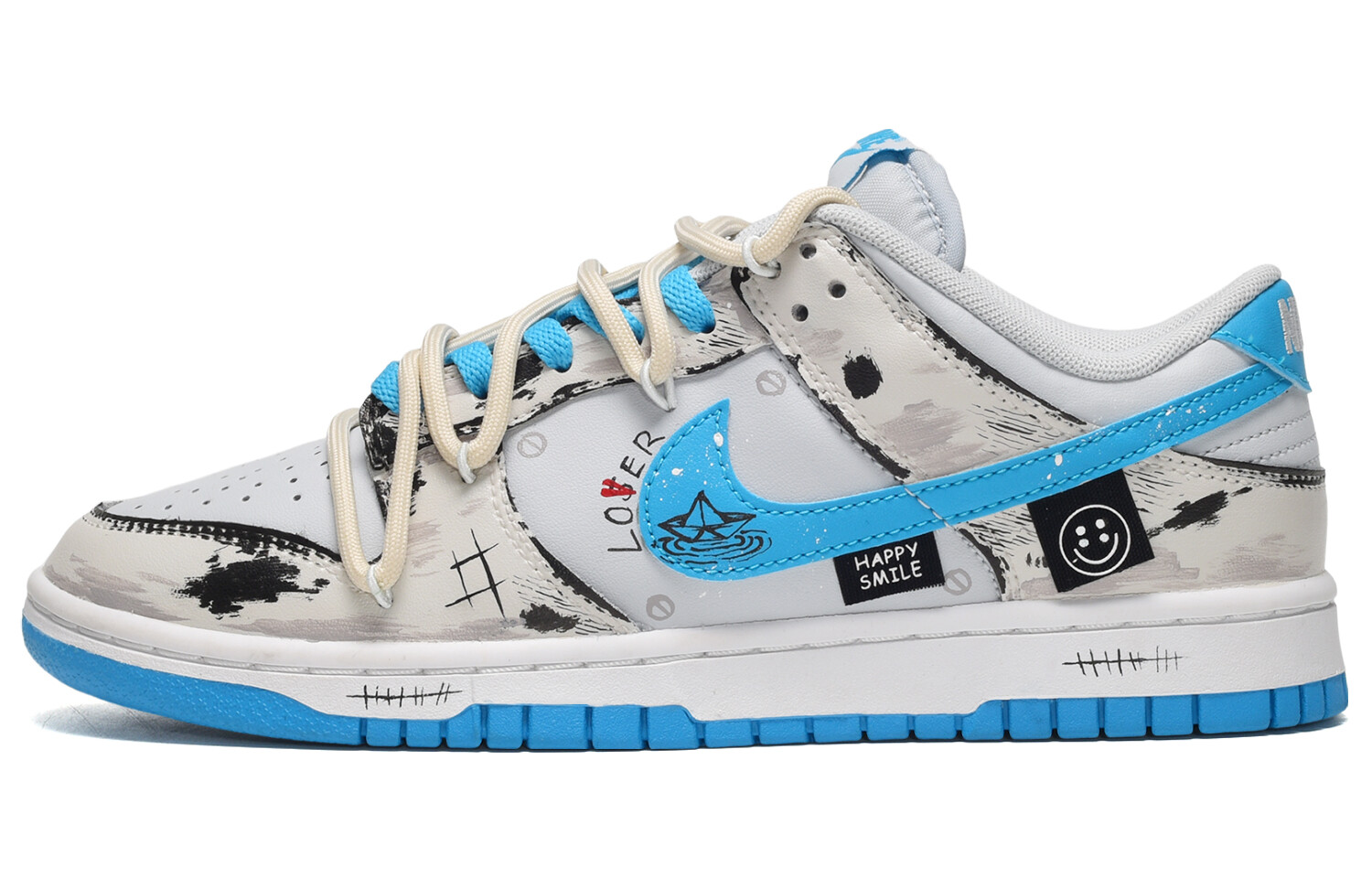 

Кроссовки Nike Dunk Skateboarding Shoes Men Low-top Gray/White/Blue, серый/белый/синий