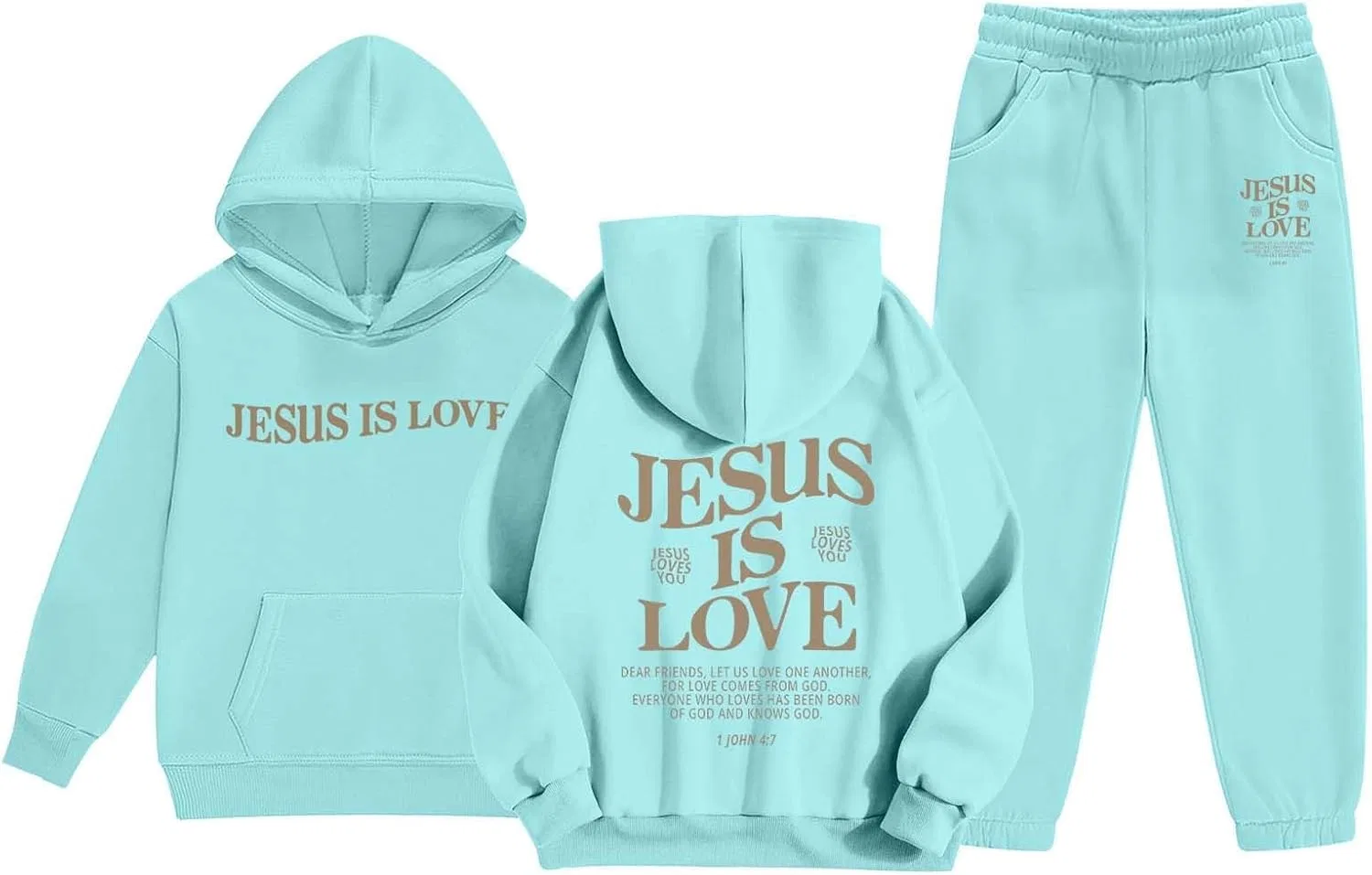 Детский спортивный костюм с принтом Trust in the Lord Jesus, Z01 Blue — фото 4
