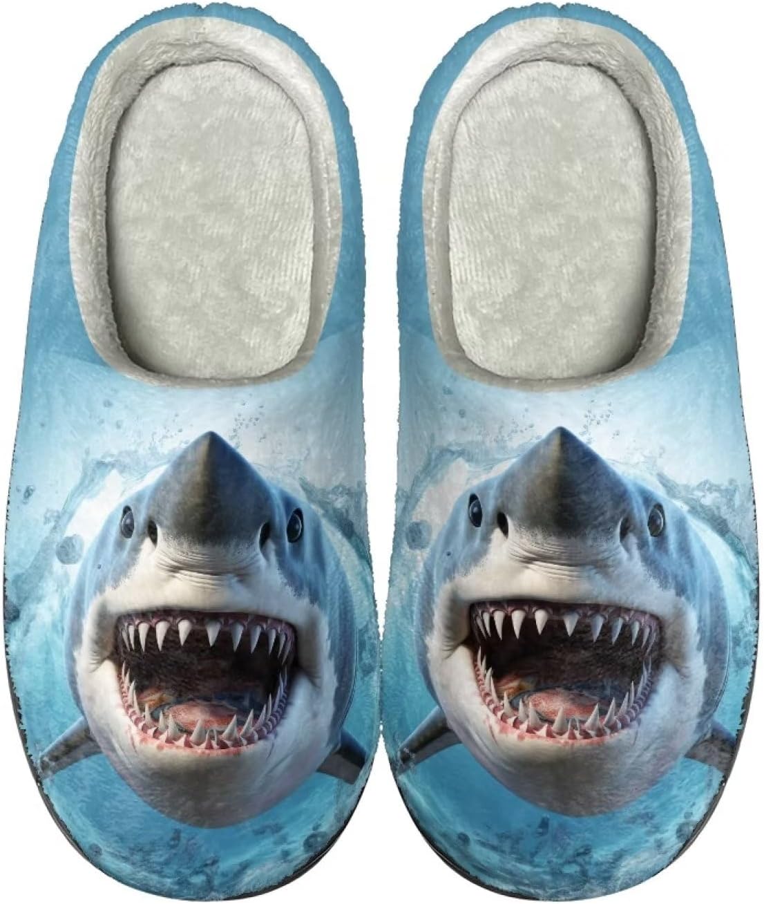 

Тапочки Xpyiqun для женщин и мужчин, домашние слипоны, пушистые теплые зимние тапочки, размер 4-12, Ocean Shark