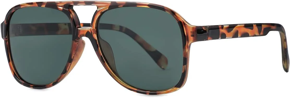 

Поляризованные классические винтажные солнцезащитные очки-авиаторы NIDOVIX для мужчин и женщин, большая оправа, ретро-стиль 70-х годов, S11 Tortoise/Green