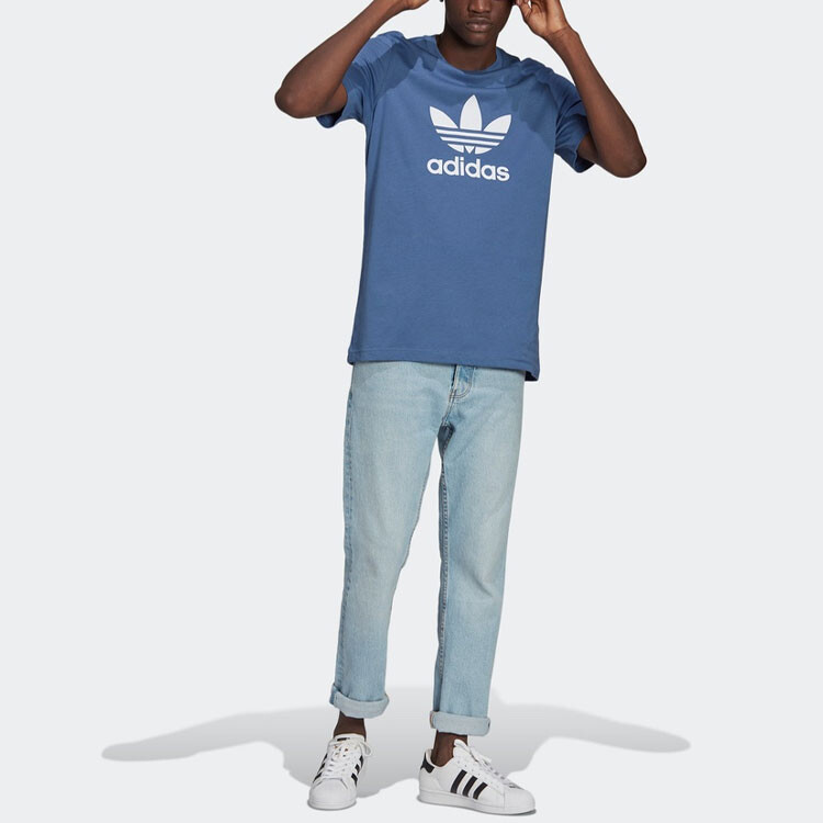 Футболка с трилистником мужская темно-синяя Adidas Originals, темно-синий — фото 2