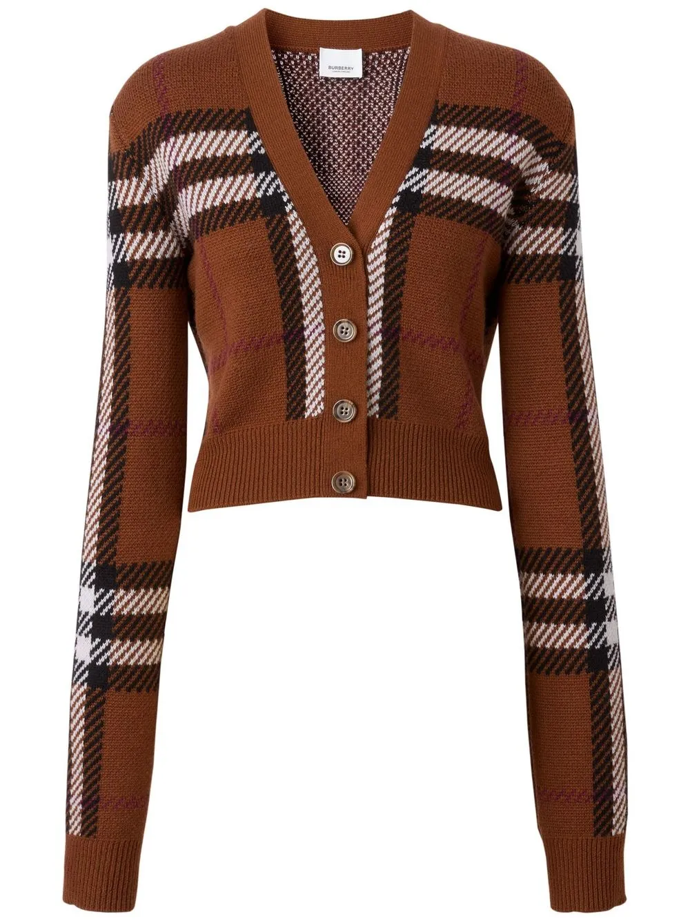 

Шерстяной кардиган в клетку BURBERRY, коричневый