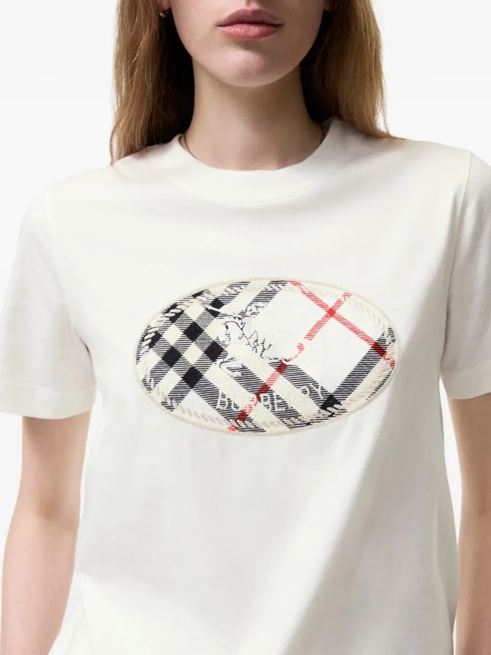 Футболка Хлопковая, Burberry, Клетка рыцарский принт, нейтральный — фото 4
