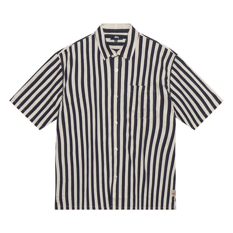 

Рубашка Stussy Striped Boxy Flat Hem Shirt, темно-синий