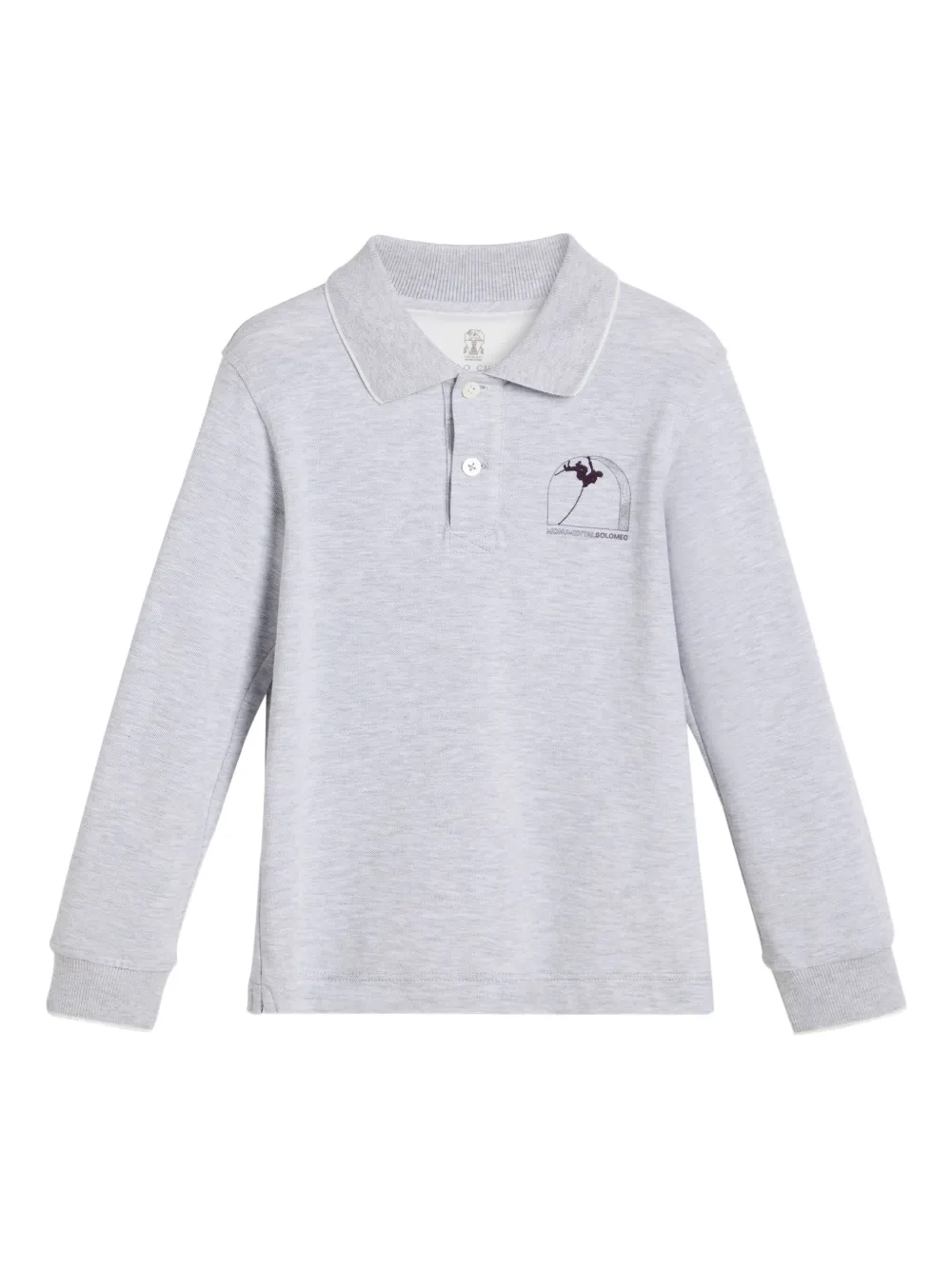 

Рубашка поло из ткани пике с логотипом Brunello Cucinelli Kids, серый