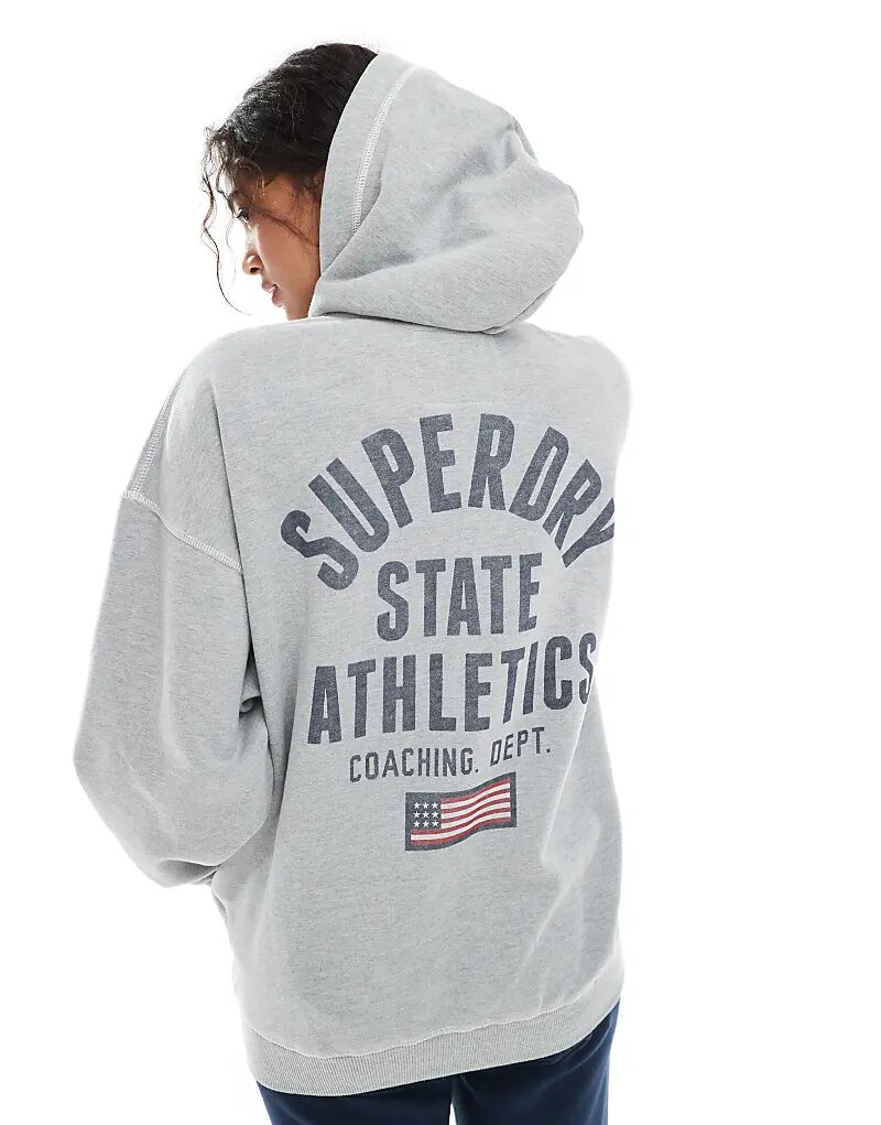 

Толстовка Superdry Athletic Essential с капюшоном на молнии серого меланжевого цвета