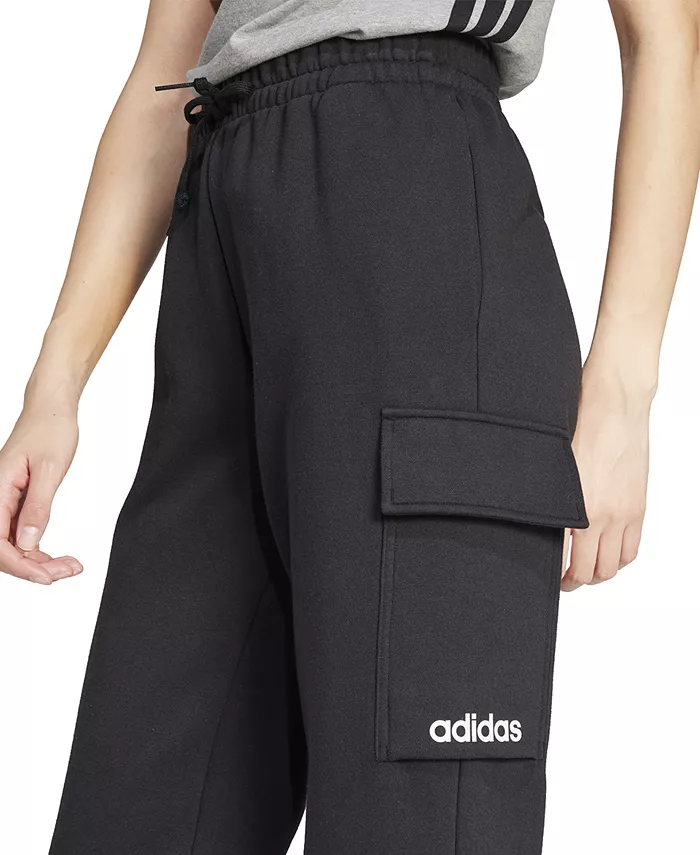Женские эссеншилс флисовые карго-спортивные штаны Adidas, черный — фото 4