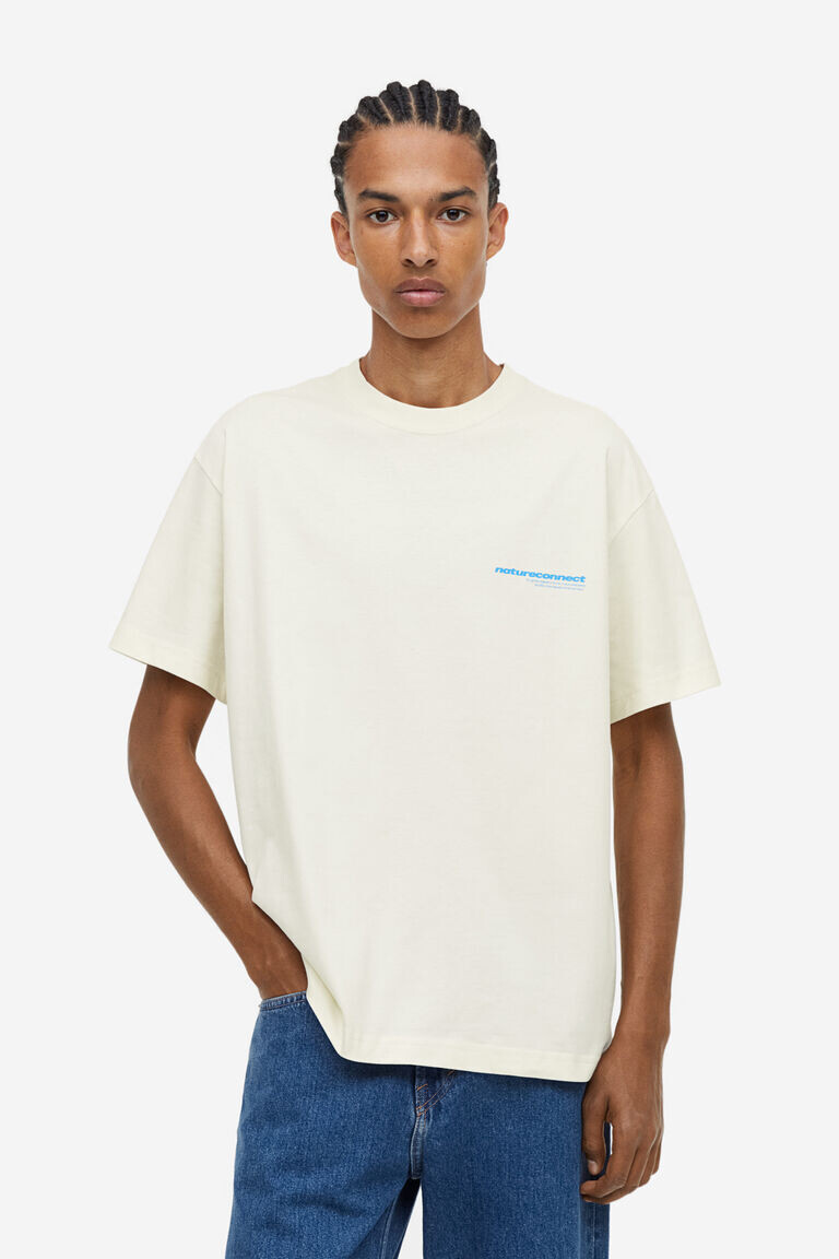 

Свободная футболка с принтом H&M, бежевый