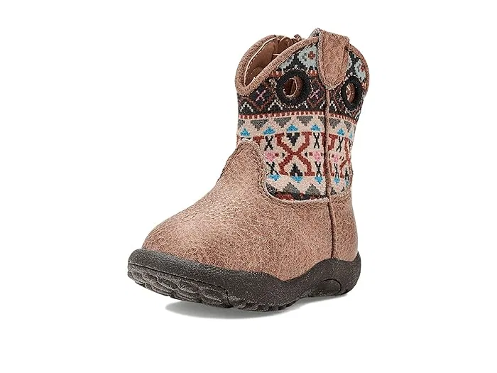 Ботинки с принтом Aztec Cowbaby Willow Aztec Roper Kids, Tan Faux Leather Vamp