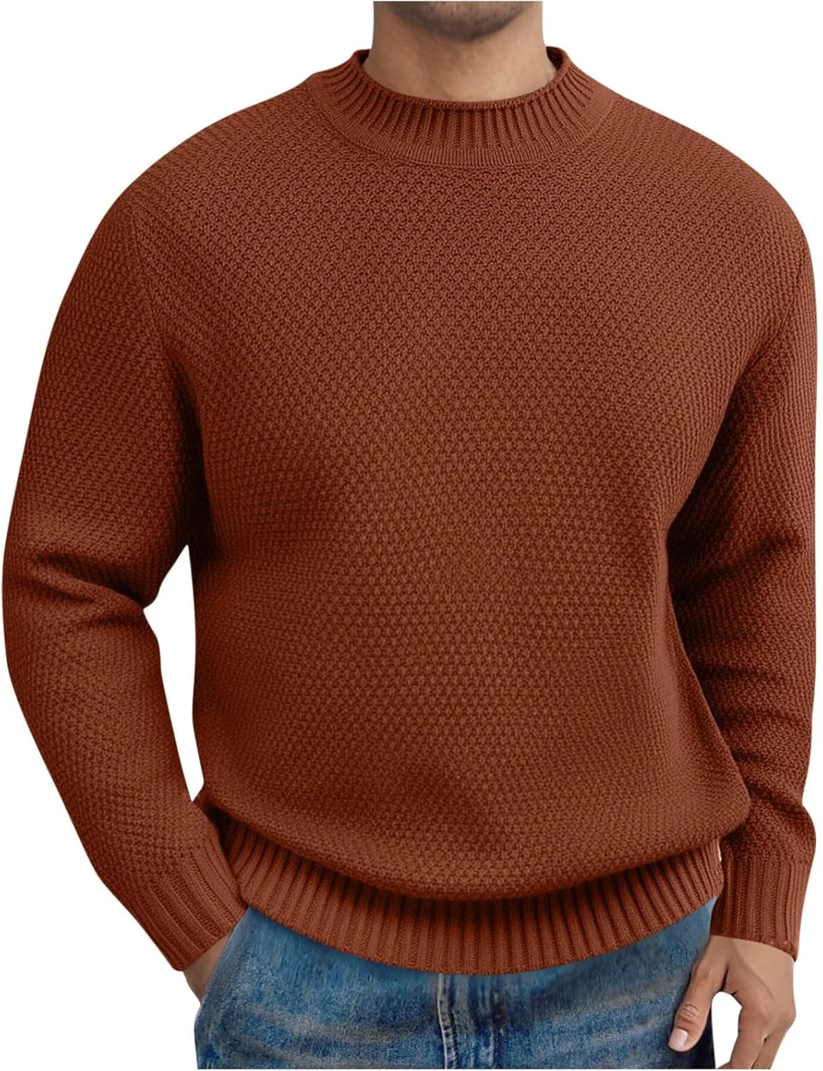 

Мужской свитер Waffle Knit с длинным рукавом и круглым вырезом