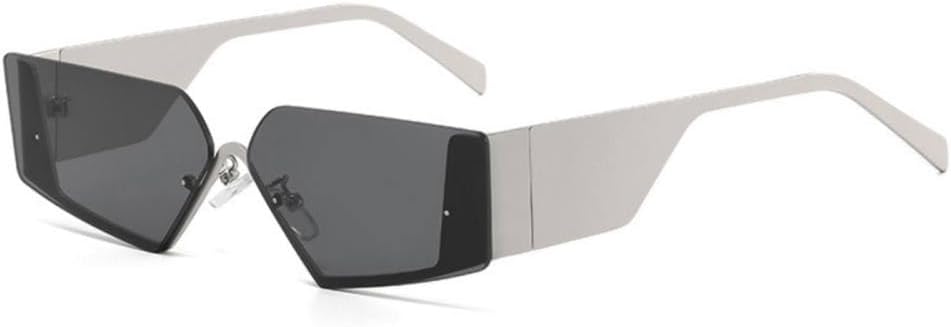 

Солнцезащитные очки без оправы с широкими дужками 2027 года для женщин и мужчин, винтажные женские солнцезащитные очки с маленькими линзами, защита от УФ-излучения UV400 MTZJH, Gray