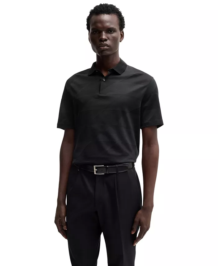 

Мужская поло с жаккардовым узором Hugo Boss, белый