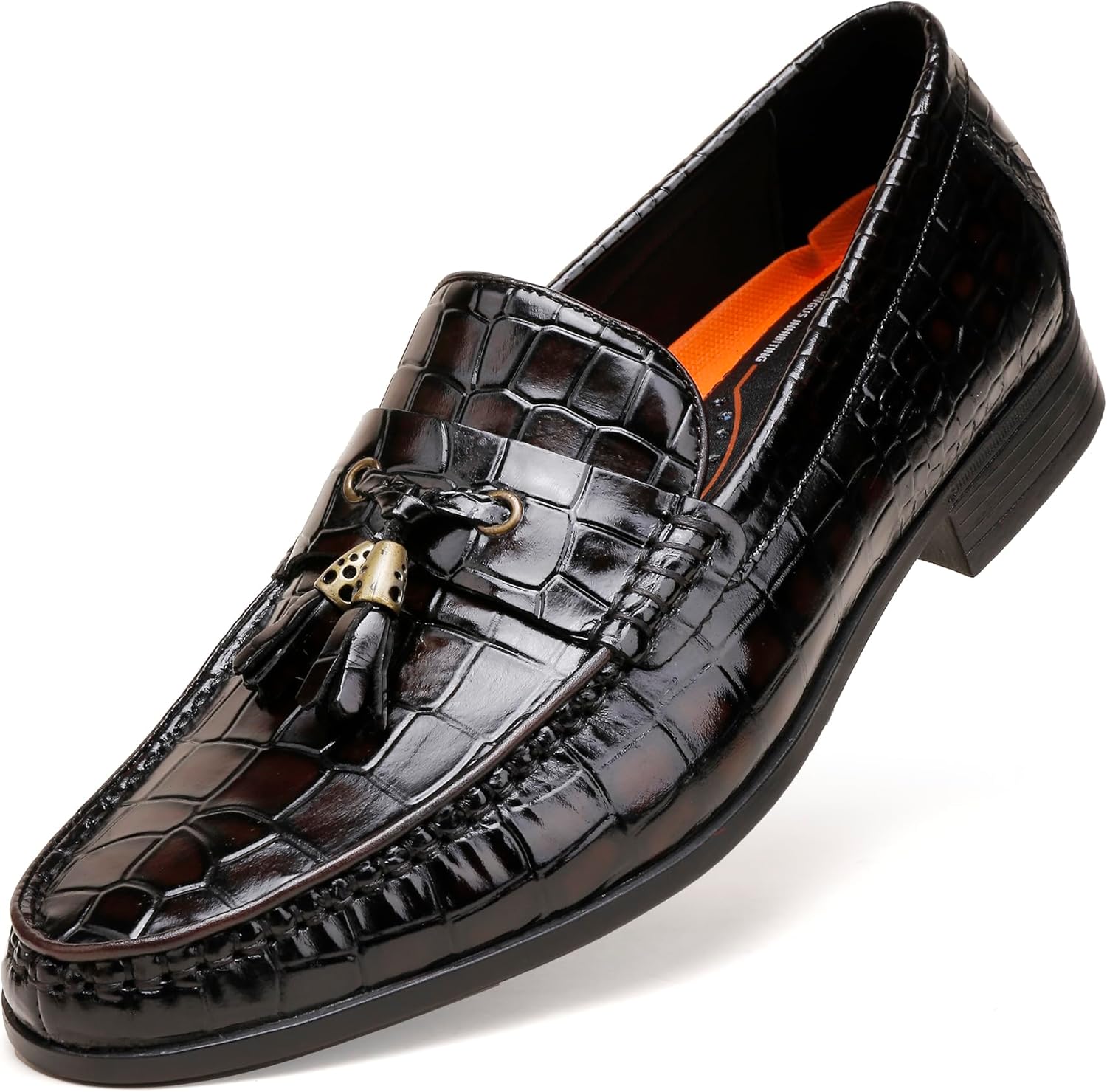 

Мужские лоферы Mokolife с кисточками, туфли с тиснением под крокодила, повседневные классические лоферы с пенни-деталями, Coffe