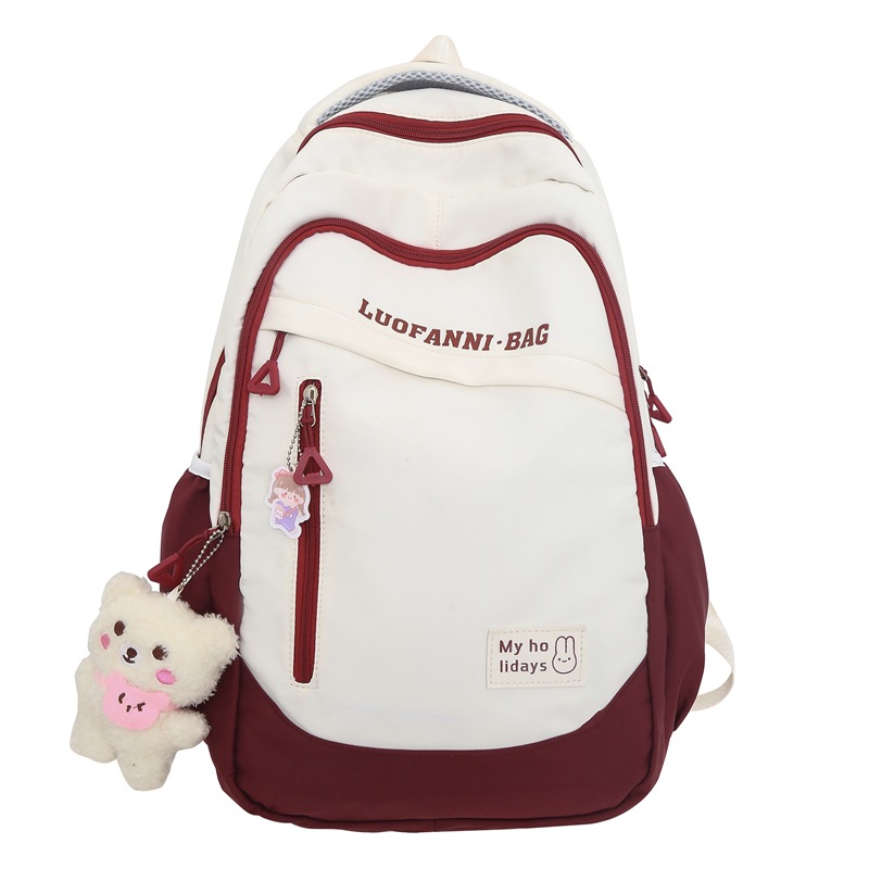 

BALANG Нейлоновый рюкзак женский фиолетовый розовый красный синий, Red+Blush Bear Pendants