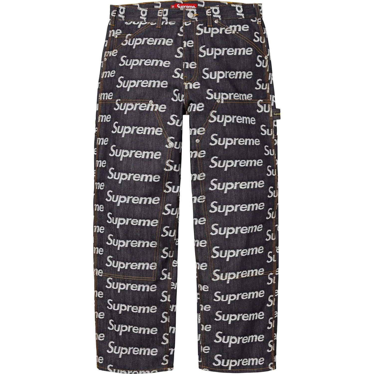 Джинсы FW25 WEEK10 с жаккардовыми логотипами и двойными коленями Supreme, черный — фото 2