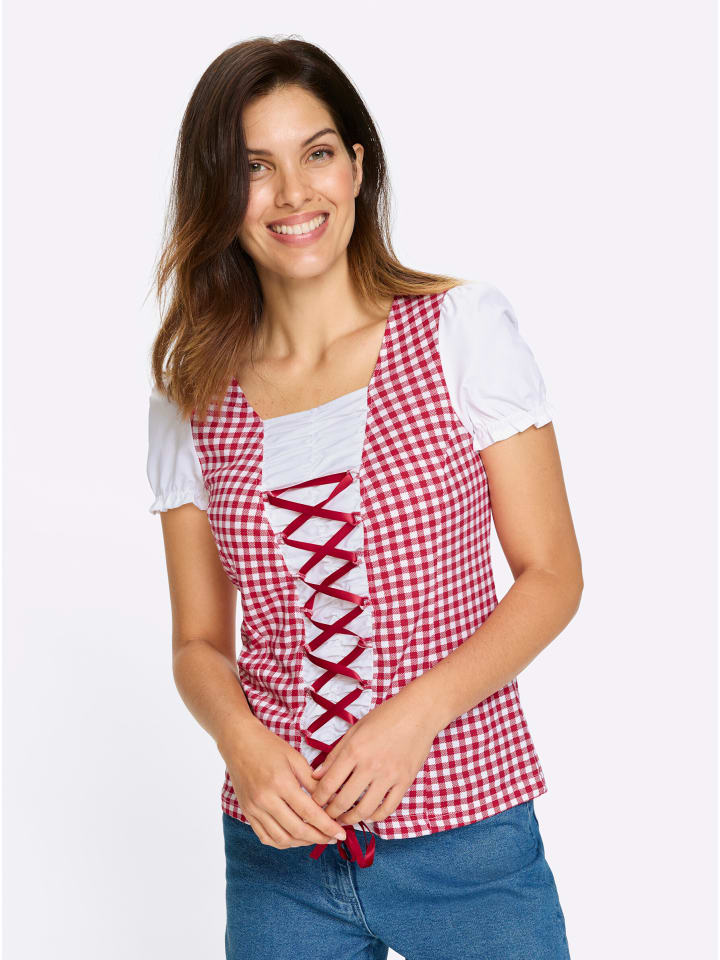 

традиционная рубашка красного и белого цвета Sieh an!