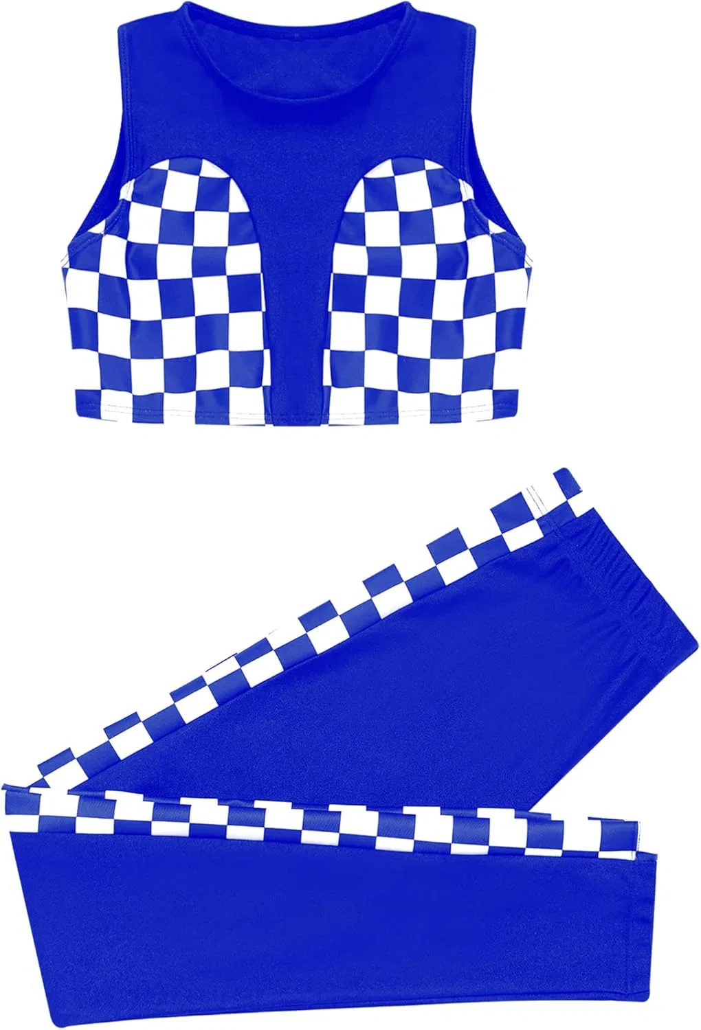 Детский спортивный костюм из полиэстера Jugaoge, топ и леггинсы, Royal Blue — фото 3