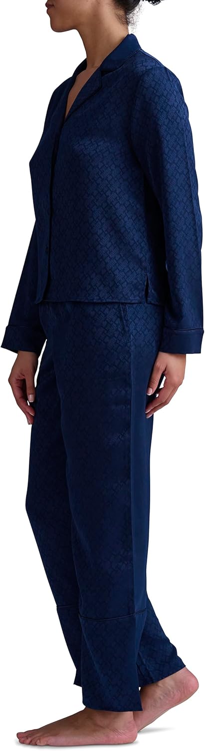 Женский пижамный комплект Tommy Hilfiger Notch Top & Long Pant из двух предметов, Sky Captain — фото 3