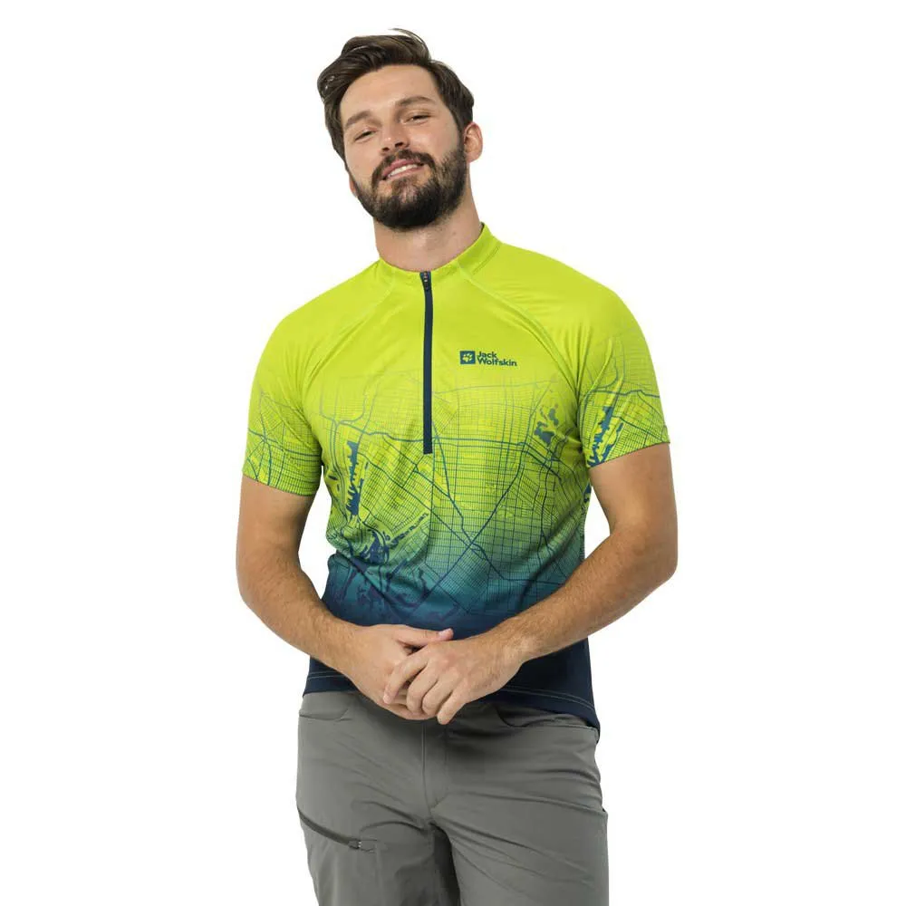 

Футболка Jack Wolfskin Morobbia Half Zip Print, зеленый