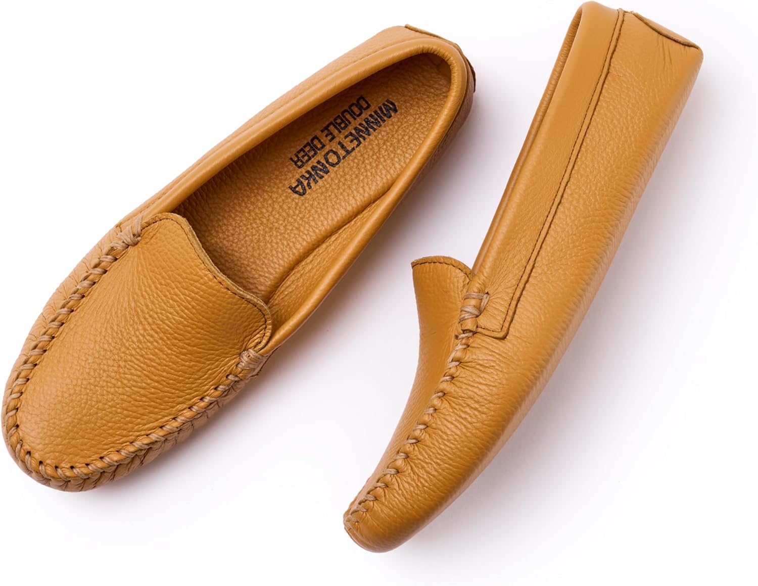 Мокасины Minnetonka для мужчин из двухслойной оленьей кожи с мягкой подошвой, Natural Venetian — фото 2