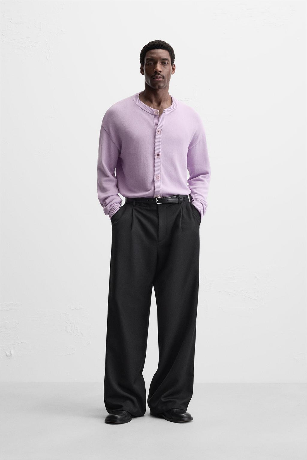 

Кардиган из хлопка ZARA, фиолетовый