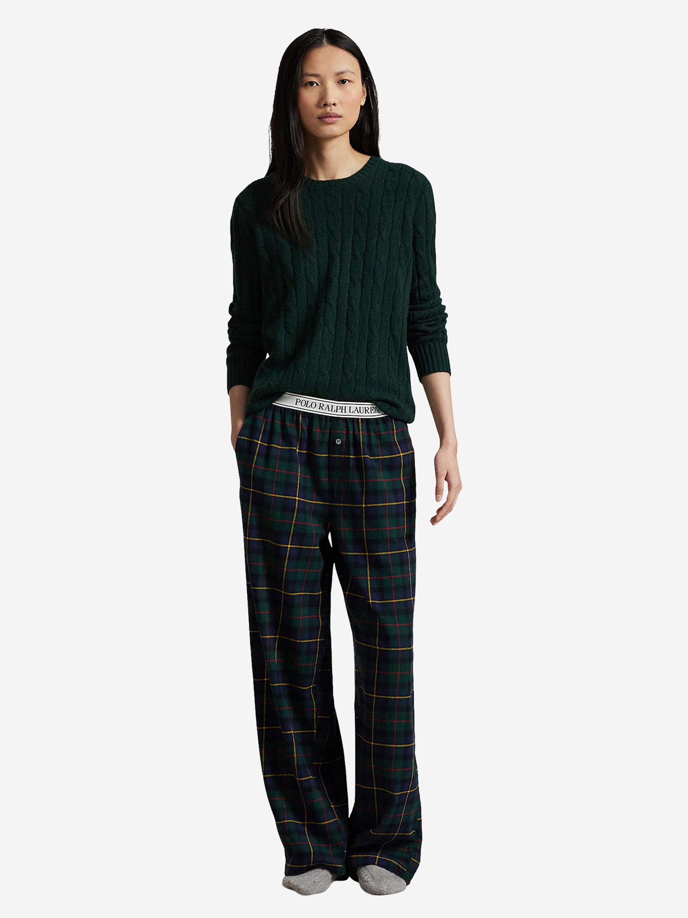 Polo Ralph Lauren Пижамные штаны 'Cozy Flannel' в темно-синем и темно-зеленом цвете — фото 4