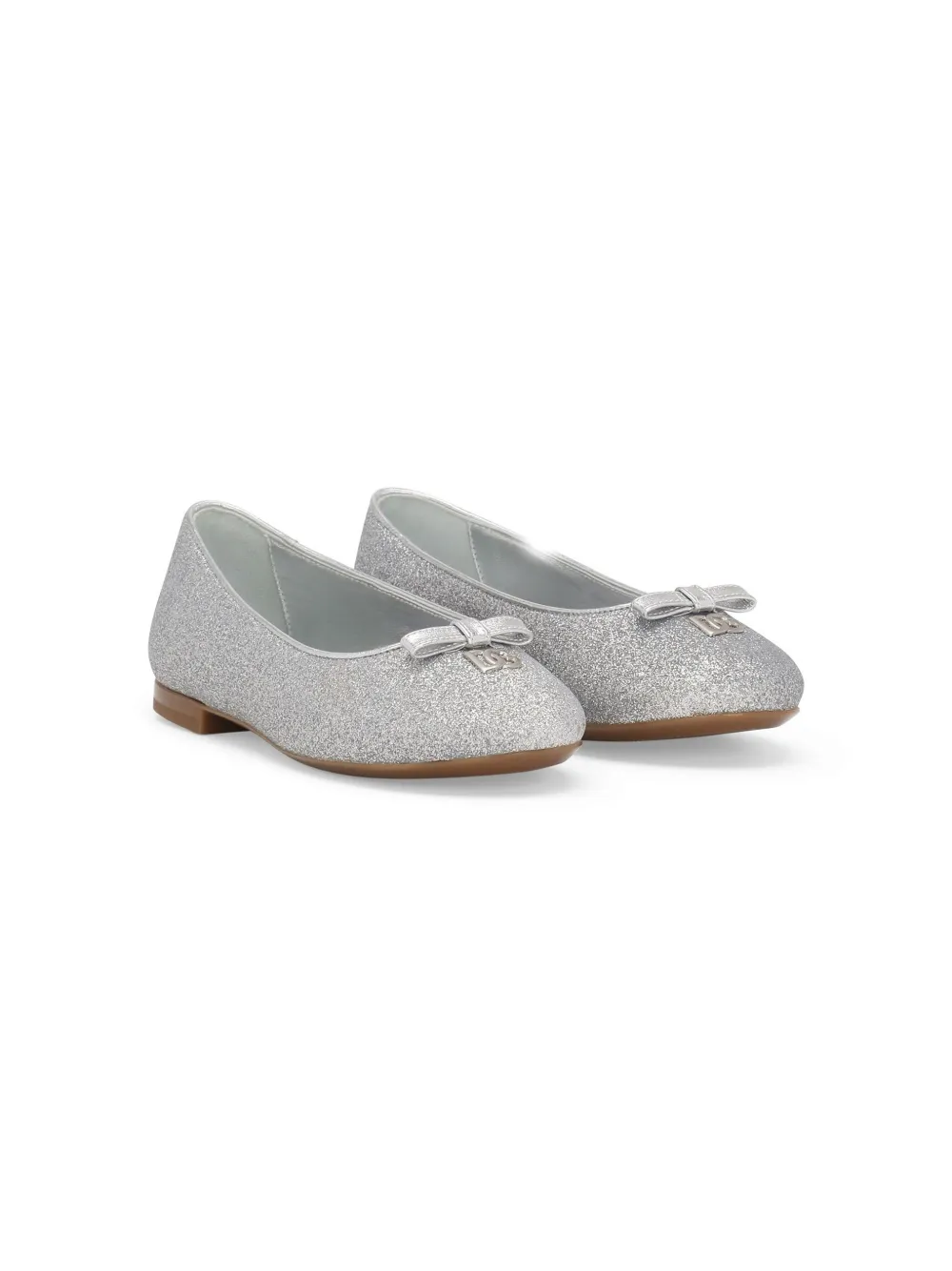 

Балетки с блестками и логотипом DG Dolce & Gabbana Kids, серебяный